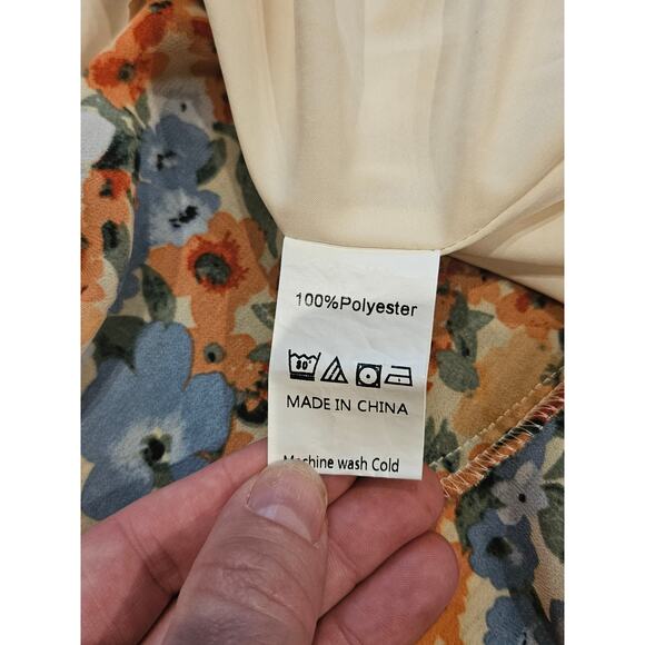 Pretty garden wrap ruffle dress womens xxl plus 2x orange cottage floral midi - Picture 9 of 9